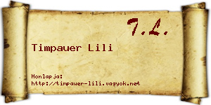 Timpauer Lili névjegykártya